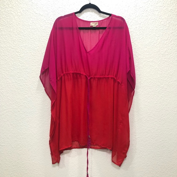 Beaches & Boho Seas the Dream L/XL Pink & Red Oversize Bathing suit Coverup - Picture 1 of 3